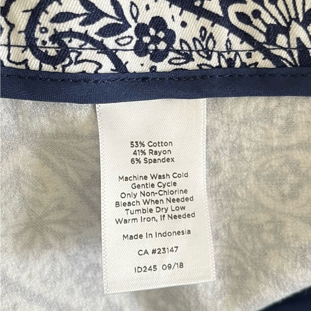 Talbots Navy and White Paisley Chatham Ankle Pants - Picture 5 of 5